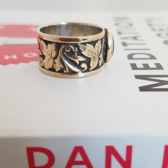 Ed Levin Lapis Cigar Band Ring - Picture 3 of 5